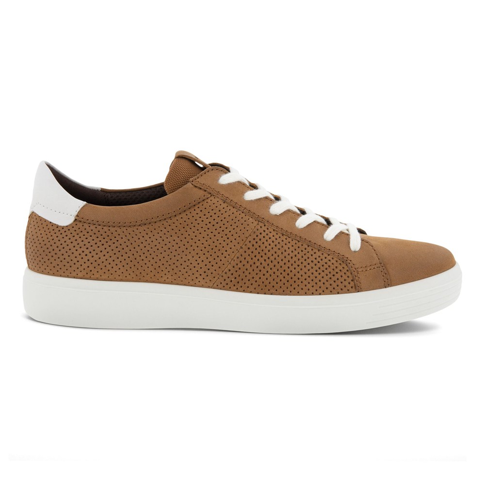 ECCO Mens Sneakers Brown/White - Soft Classic Laced - QIR-104386